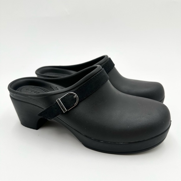 CROCS Shoes - Crocs Sarah Clog Block Heel Mules Slip On Black